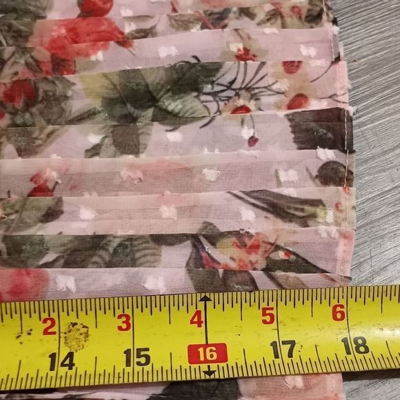 Boohoo Floral Print Belted Skater Dress Pleated Sleeve Size 12 Pink NWT - Picture 12 of 13